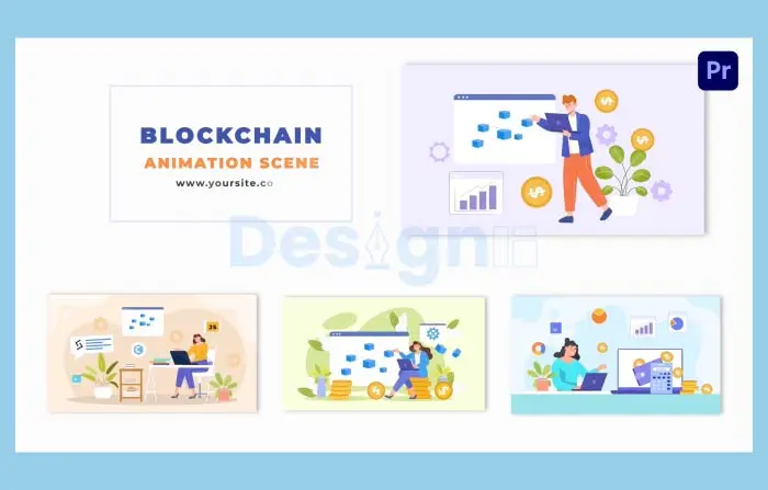 Blockchain Technology Flat Vector Animation Scene